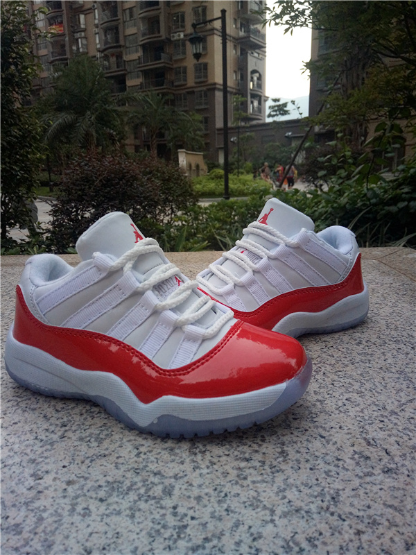 New Air Jordan 11 Low White Red Shoes For Kids - Click Image to Close