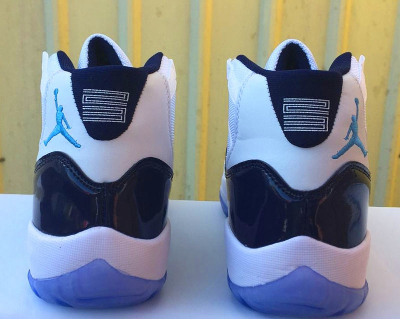 New Air Jordan 11 North Carnolina White Blue Shoes - Click Image to Close