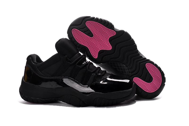 New Air Jordan 11 Retro All Black Pink Shoes For Women