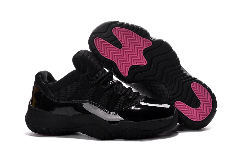 New Air Jordan 11 Retro All Black Pink Shoes For Women - Click Image to Close