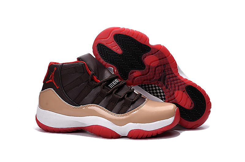 New Air Jordan 11 Retro Black Brown White Red Shoes - Click Image to Close