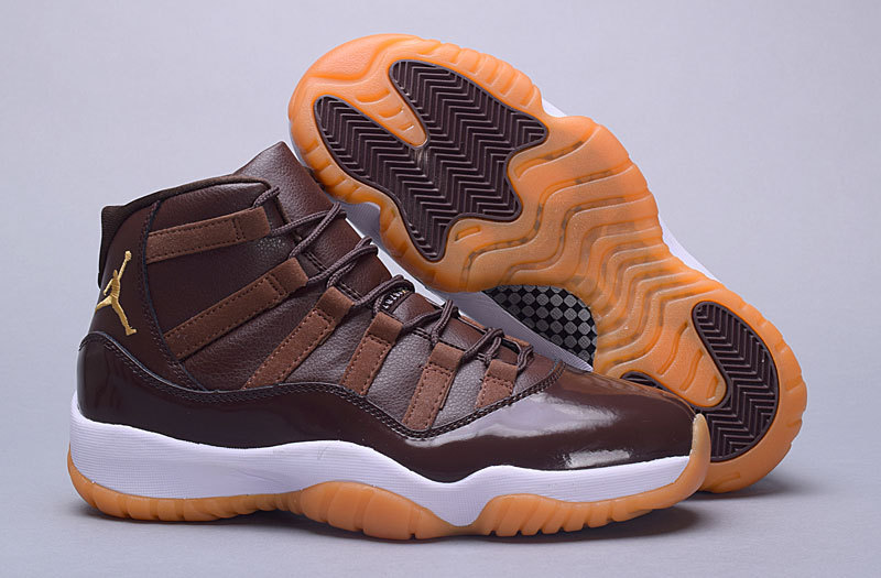 New Air Jordan 11 Retro Deep Coffe Orange White Shoes - Click Image to Close