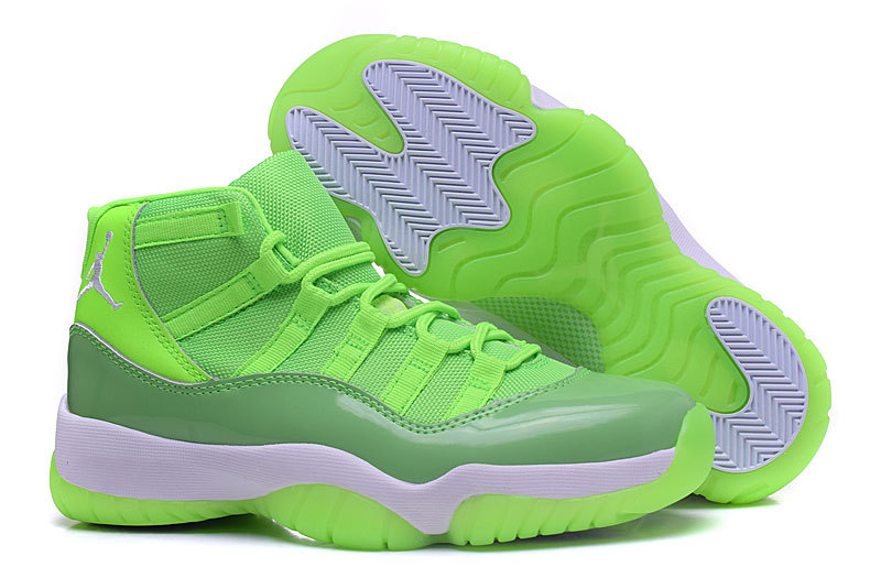 New Air Jordan 11 Retro Fluorscent Green White Shoes For Women