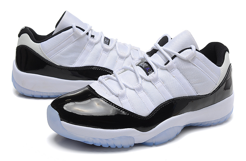 New Air Jordan 11 Retro Low White Black Blue Shoes - Click Image to Close