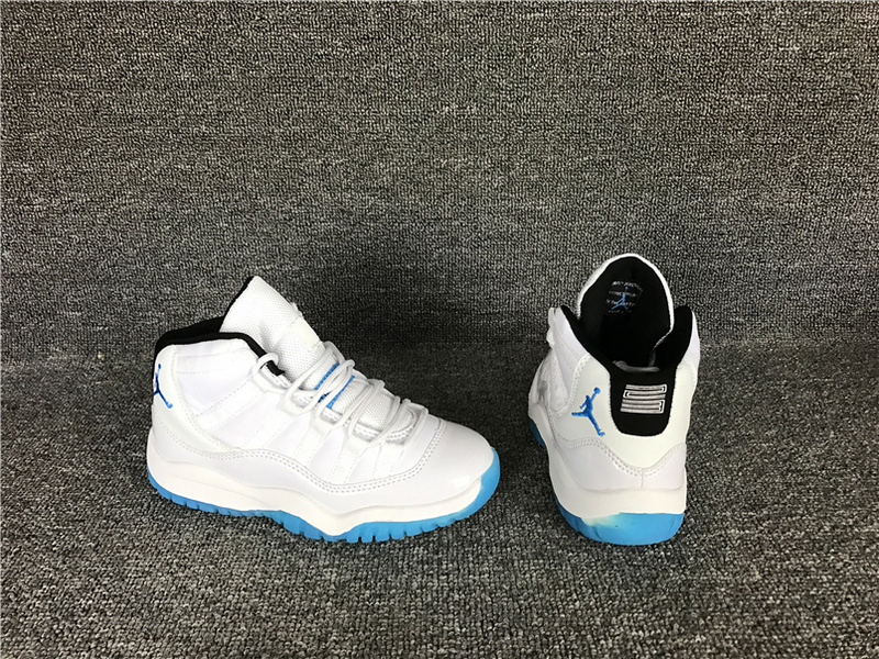 New Air Jordan 11 Retro White Blue Shoes For Kids