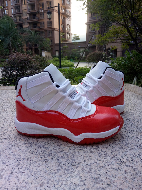 New Air Jordan 11 White Red Shoes For Kids