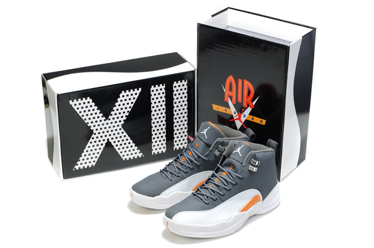 Latest Air Jordan 12 Black White Orange - Click Image to Close