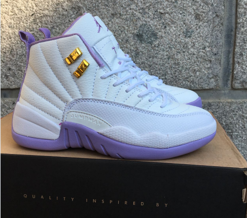 New Air Jordan 12 GS White Purple Shoes - Click Image to Close