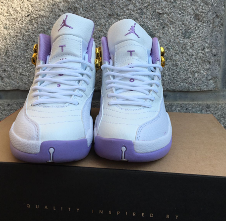 New Air Jordan 12 GS White Purple Shoes - Click Image to Close