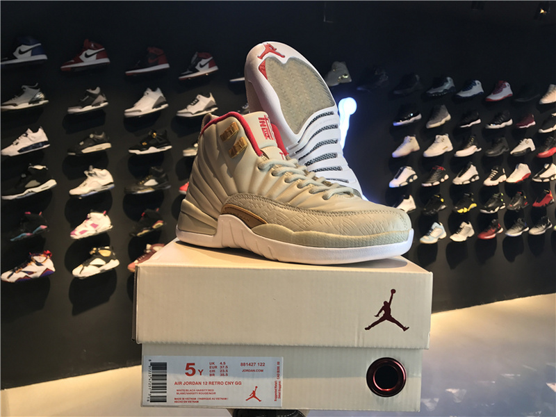 New Air Jordan 12 High 20th White Red Shoes - Click Image to Close