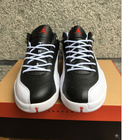 New Air Jordan 12 Low Playoff Black White Gold Shoes - Click Image to Close