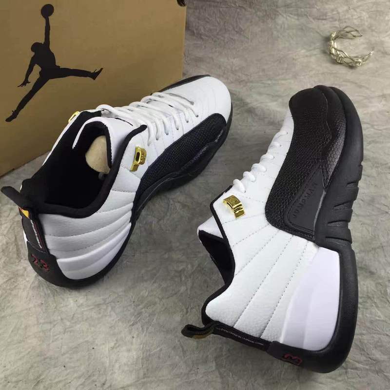 New Air Jordan 12 Low White Black Gold Shoes - Click Image to Close