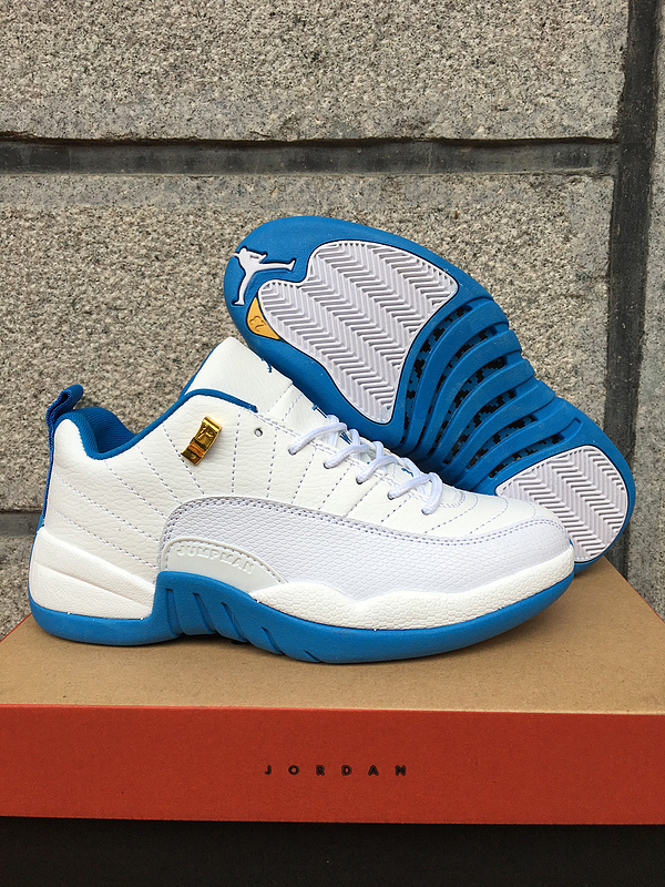 New Air Jordan 12 Low White Blue Shoes - Click Image to Close