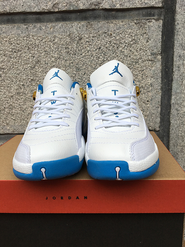 New Air Jordan 12 Low White Blue Shoes - Click Image to Close
