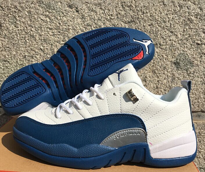 New Air Jordan 12 Low White Frech Blue Shoes