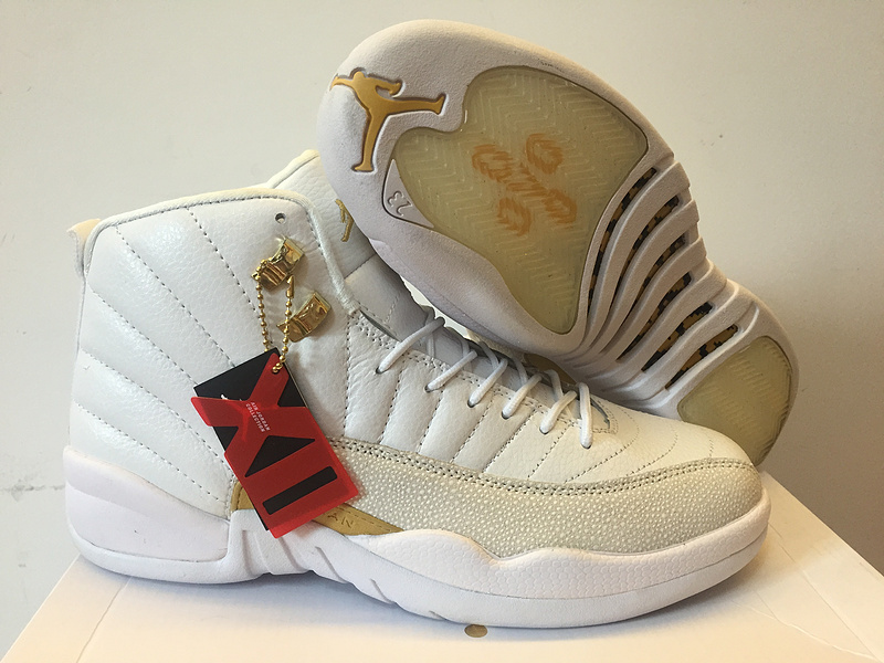 New Air Jordan 12 OVO White Gold Women Shoes