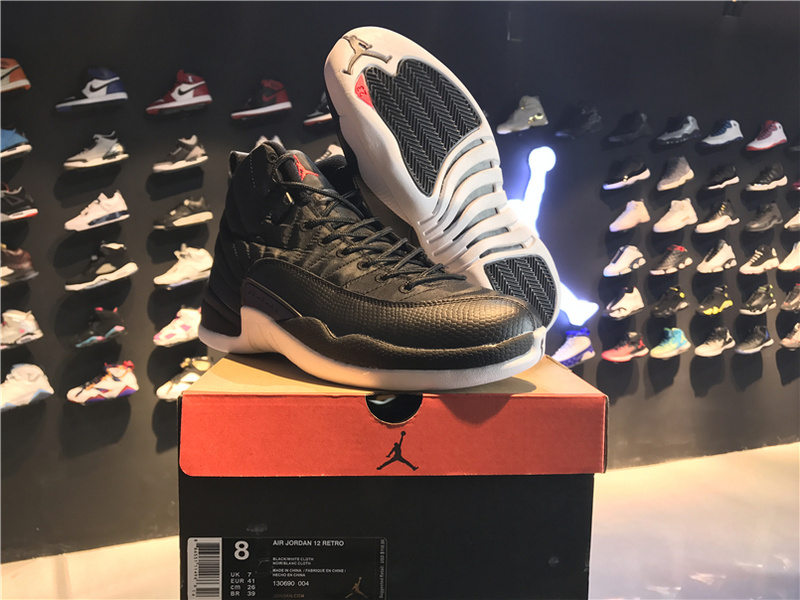 New Air Jordan 12 Oreo Nylon Black Red Shoes - Click Image to Close