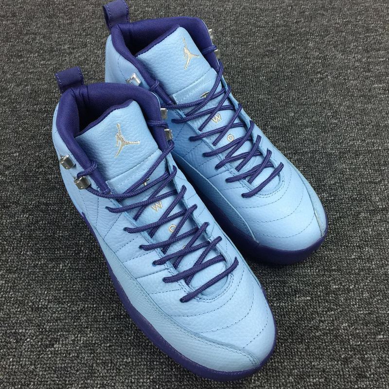 New Air Jordan 12 Purple Blue White Shoes For Women - Click Image to Close