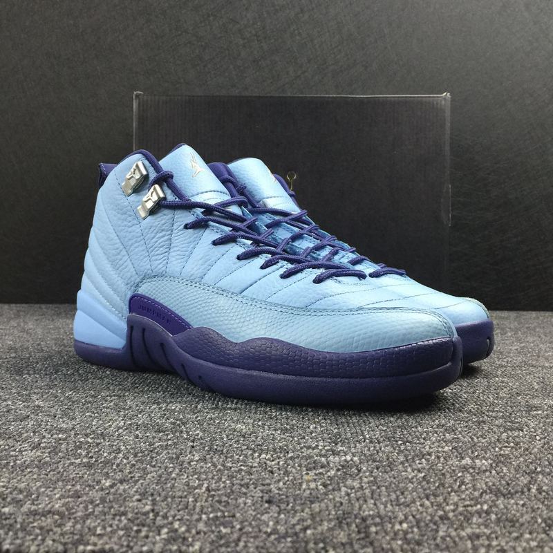 New Air Jordan 12 Purple Blue White Shoes For Women - Click Image to Close
