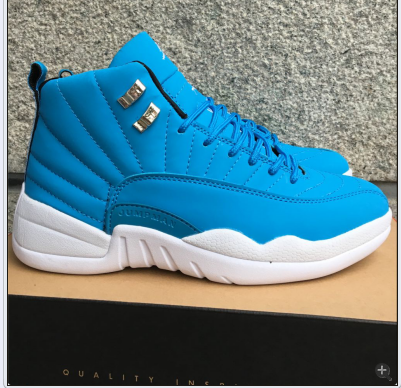 New Women Air Jordan 12 Retro Blue White Shoes - Click Image to Close