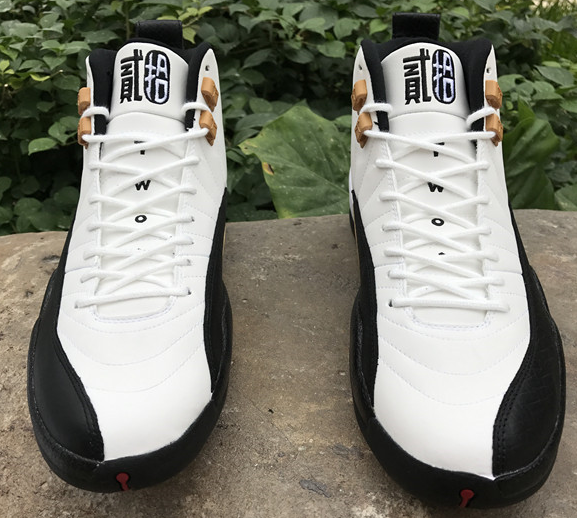 New Air Jordan 12 Retro Chinese New Year White Black Gold Shoes