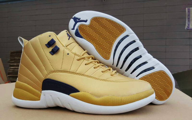 New Air Jordan 12 Retro Gold White Black Shoes - Click Image to Close