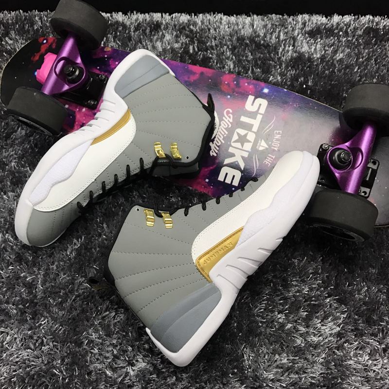 New Air Jordan 12 Retro Grey Gold Shoes - Click Image to Close