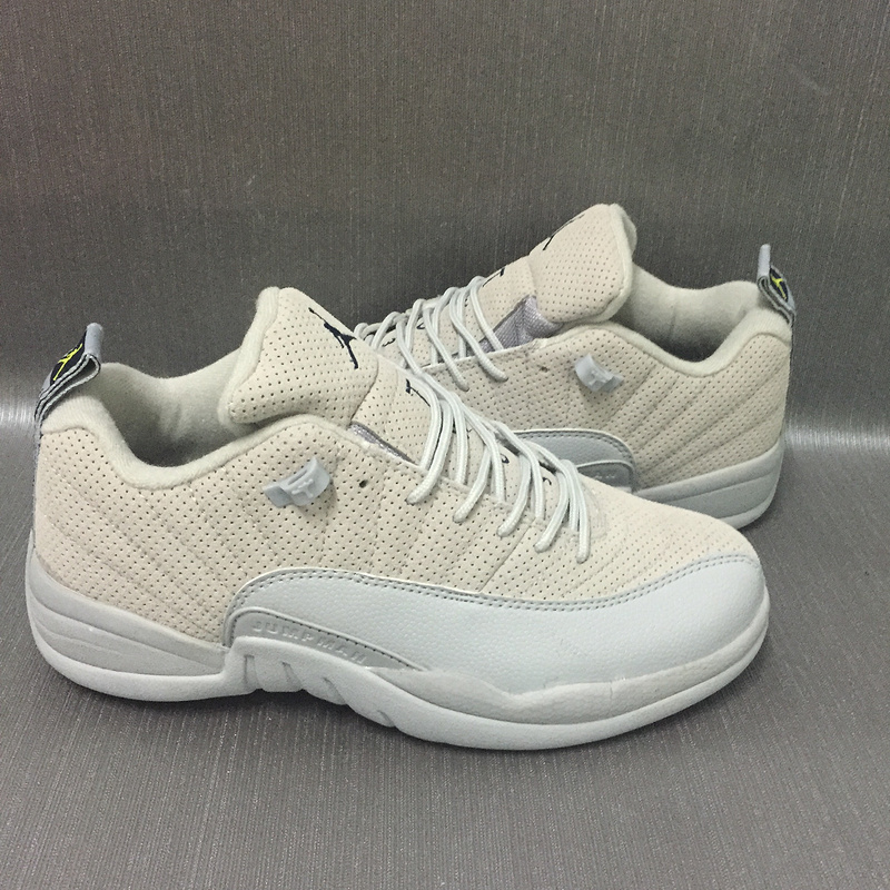 New Air Jordan 12 Retro Low Grey White Shoes - Click Image to Close