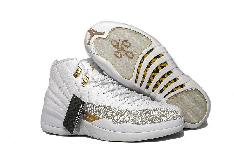 New Air Jordan 12 Retro Owl White Gold Shoes