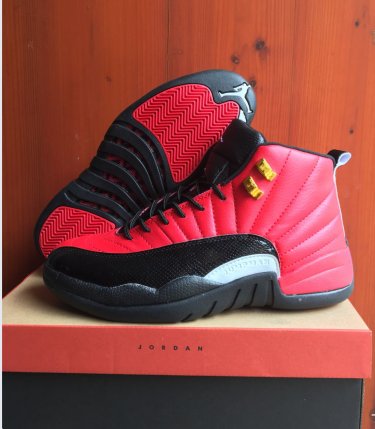 New Air Jordan 12 Retro Red Black White Gold Shoes