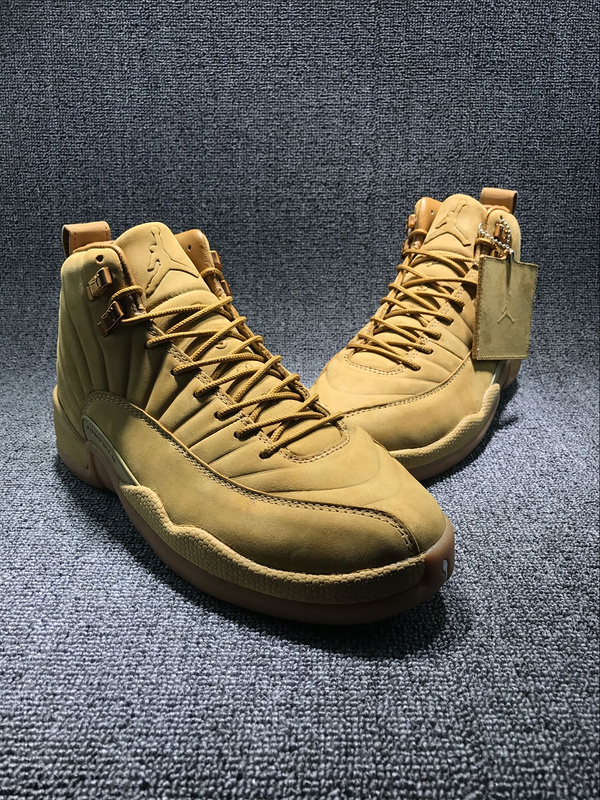 New Air Jordan 12 Wheat Yellow Shoes - Click Image to Close