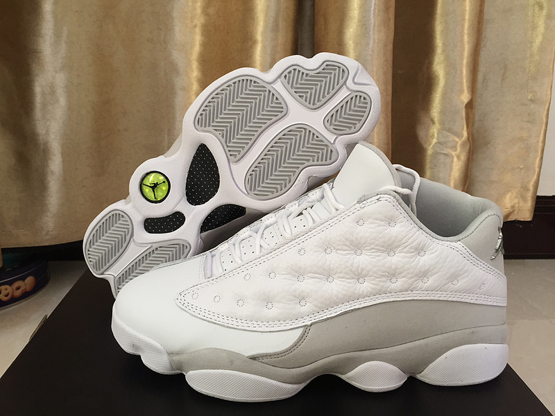 New Air Jordan 13 All White Grey Shoes - Click Image to Close