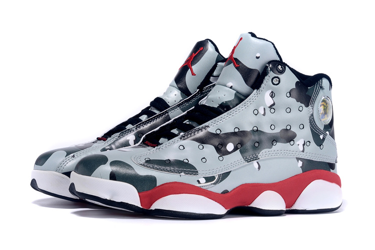 New Original Air Jordan 13 Army Grey Black Red For Women