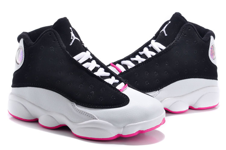 New Air Jordan 13 Black White Pink For Kids