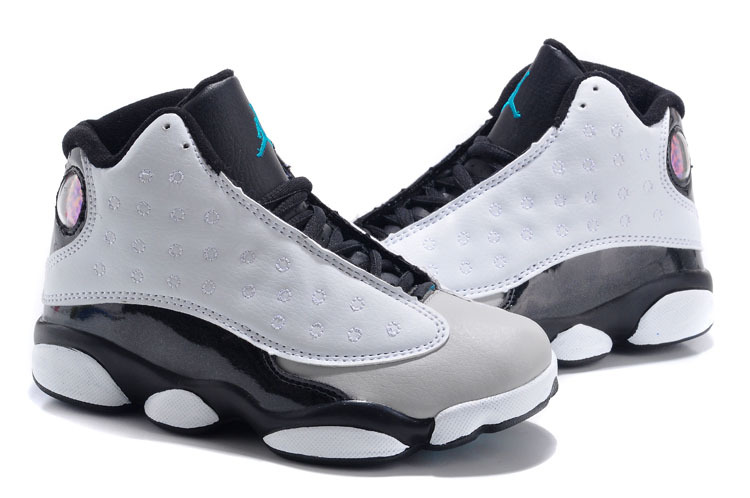 New Air Jordan 13 Grey Black For Kids - Click Image to Close