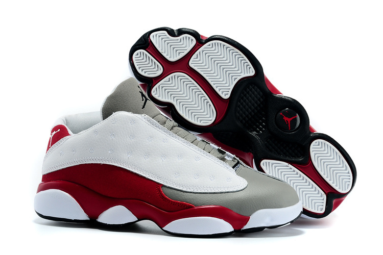New Air Jordan 13 Low White Grey Wine Red Shoes