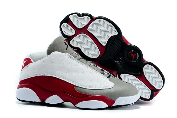 New Air Jordan 13 Low White Grey Wine Red Shoes - Click Image to Close