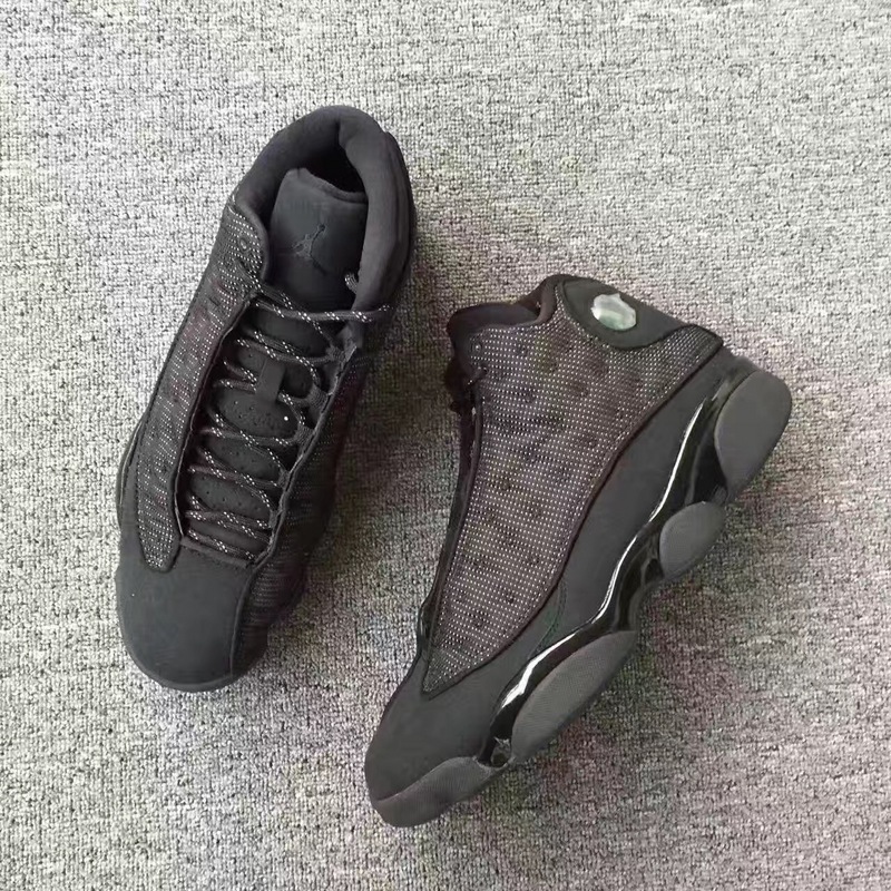 New Air Jordan 13 Retro All Black Cat Shoes - Click Image to Close