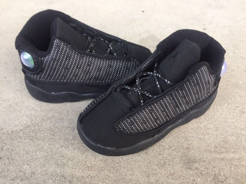 New Air Jordan 13 Retro All Black Shoes For Kids