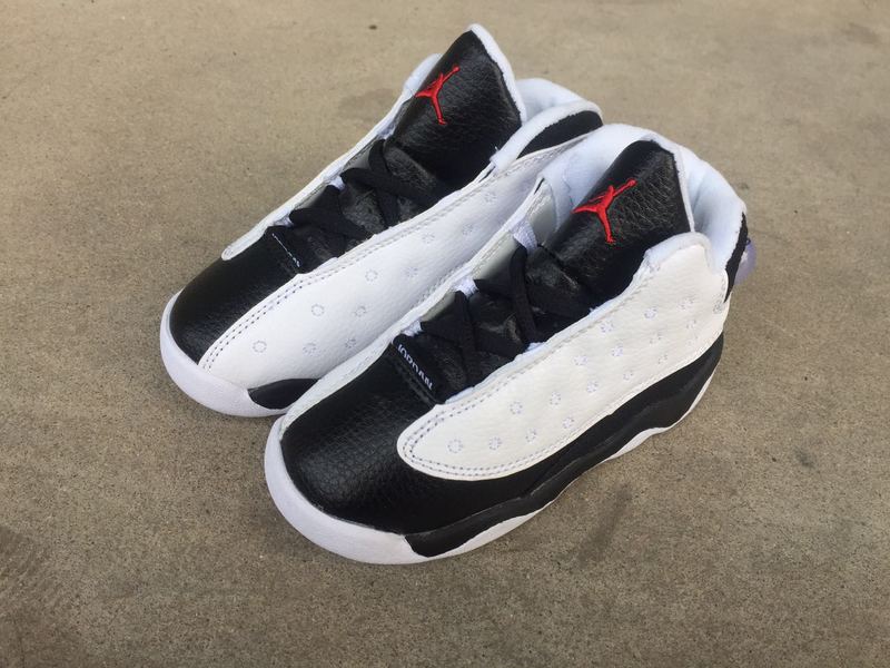 New Air Jordan 13 Retro White Black Red Shoes For Kids