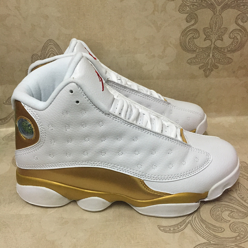 New Air Jordan 13 Retro White Gold Shoes