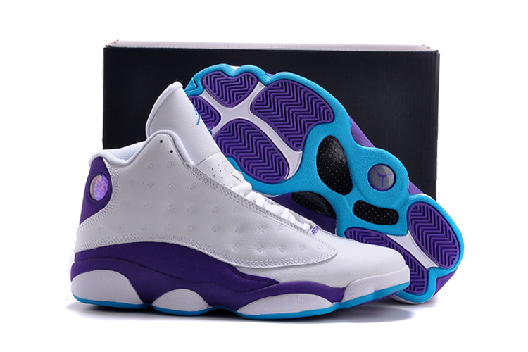 New Air Jordan 13 White Purple - Click Image to Close