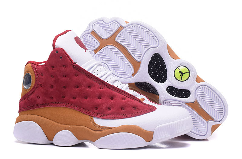 New Air Jordan 13 Retro White Wine Red Yellow Shoes - Click Image to Close