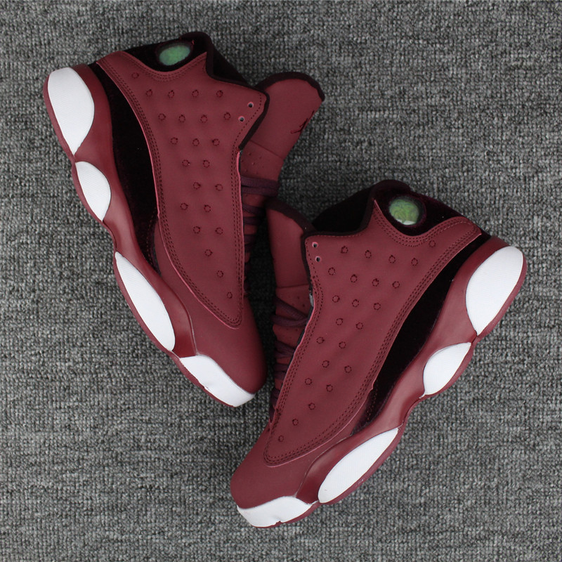 New Air Jordan 13 Velvet Wine Red Black White Shoes