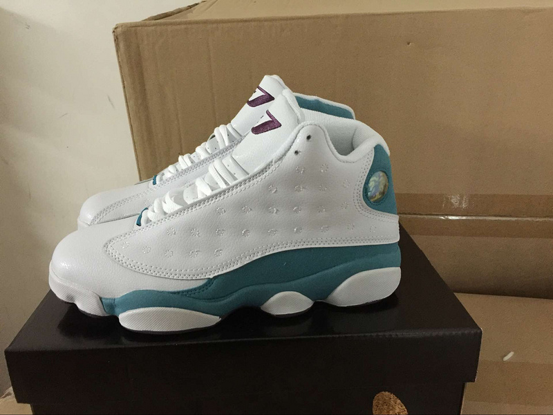 New Air Jordan 13 White Baby Blue Purple Shoes