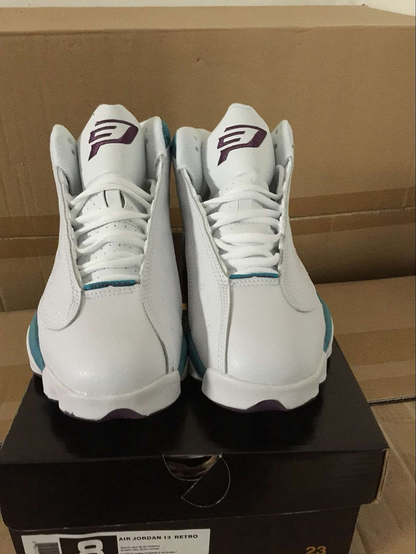 New Air Jordan 13 White Baby Blue Purple Shoes - Click Image to Close