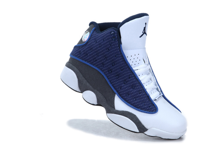 2013 Air Jordan 13 White Blue Grey For Women - Click Image to Close