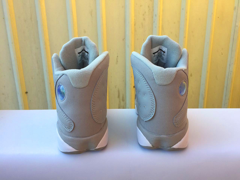 New Women Air Jordan 13 Wolf Grey White Shoes