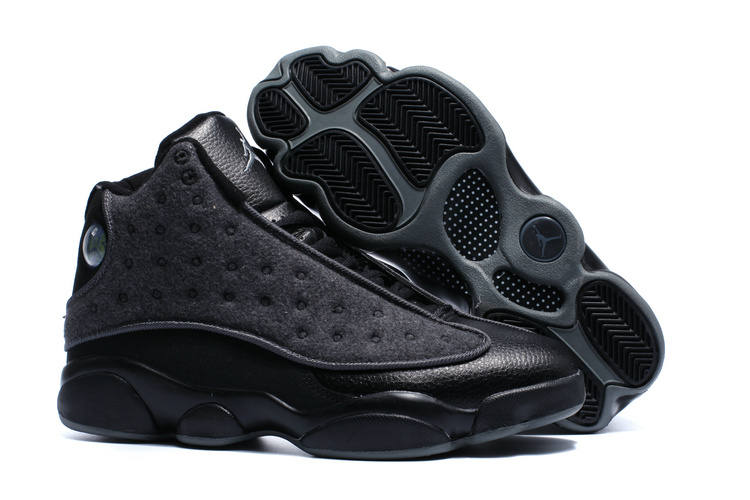 New Air Jordan 13 Wool All Black Shoes