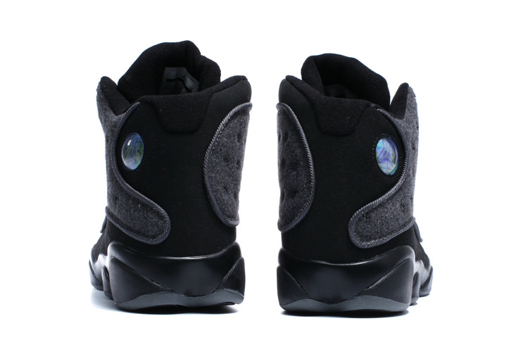 New Air Jordan 13 Wool All Black Winter Shoes - Click Image to Close